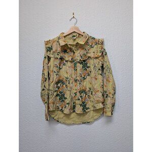 Kate Quinn Organic Cotton Gauze Women's Floral Button Down Shirt Small Design Sa